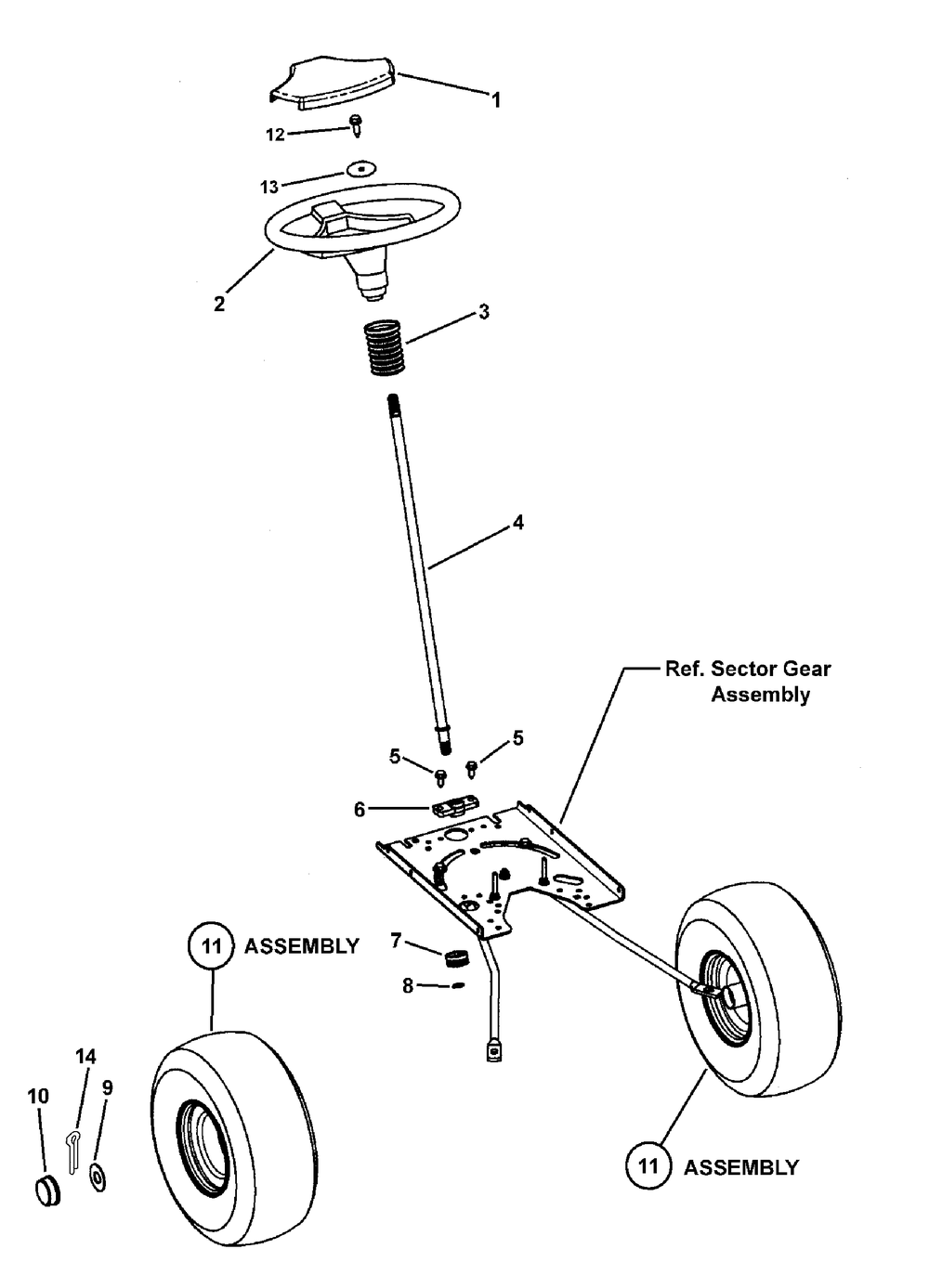 Steering Group Diagram and Parts List for 7800370-FLT185420 2008 Briggs and Stratton Lawn Tractor